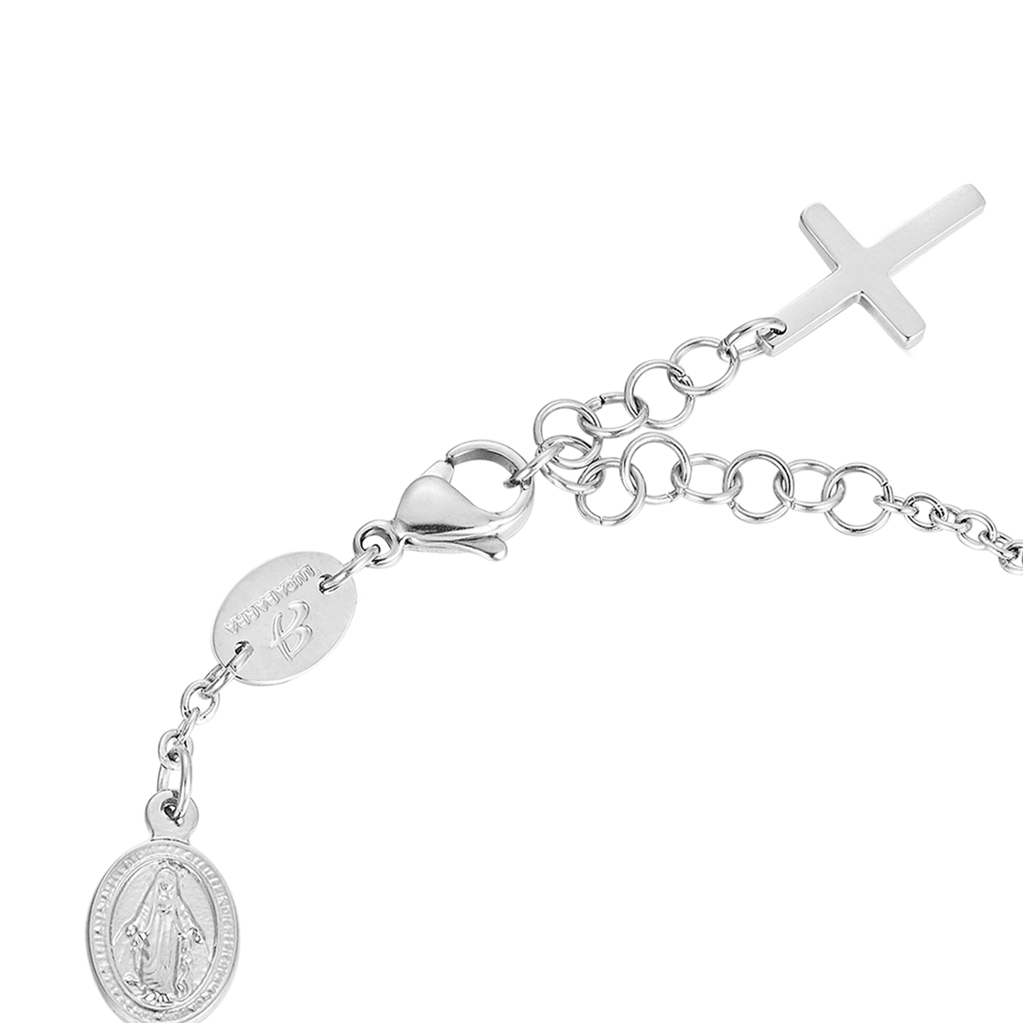 BRACELET ROSAIRE EN ACIER POUR FEMME AVEC CRISTAUX NOIRS