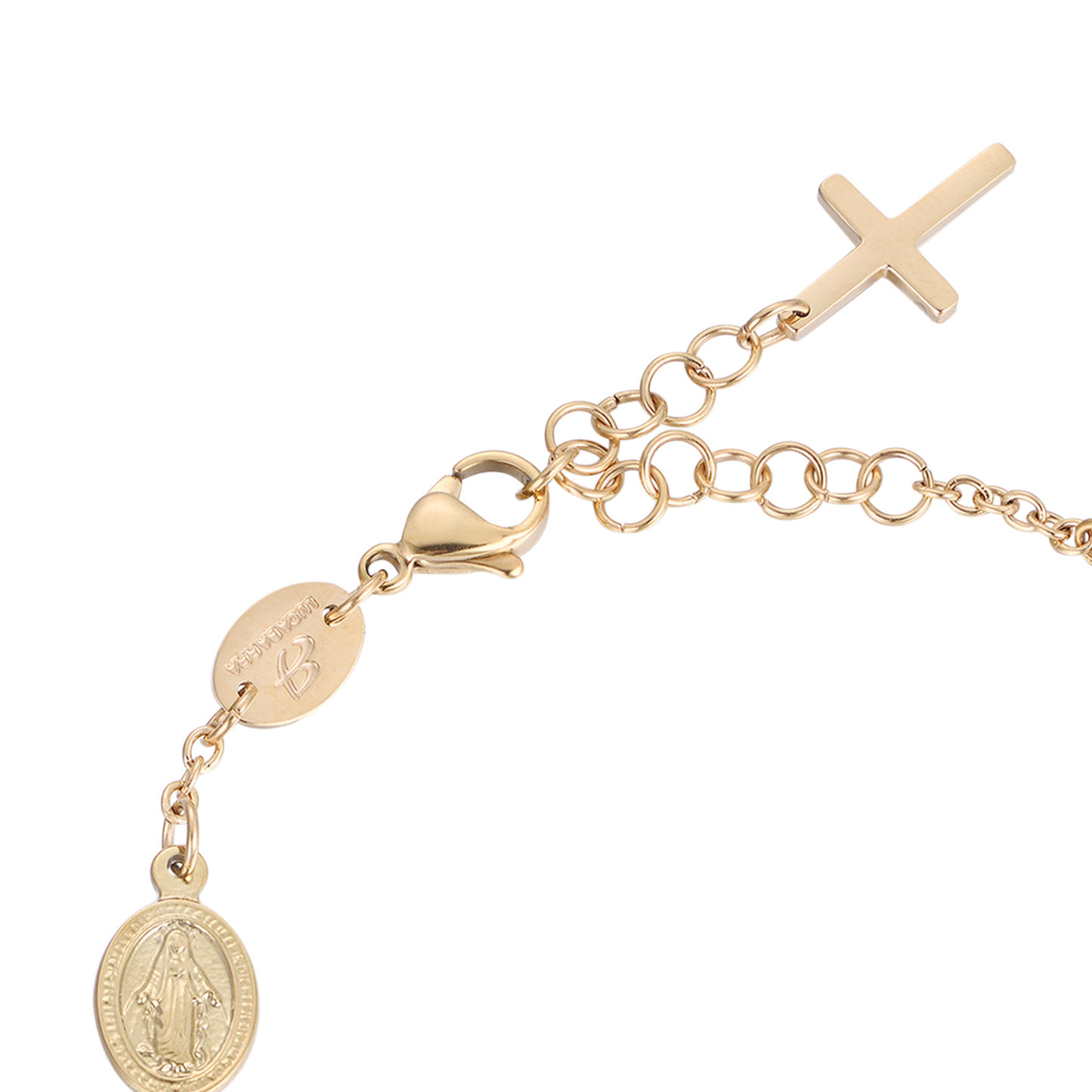 BRACELET ROSAIRE EN ACIER POUR FEMME AVEC CRISTAUX NOIRS