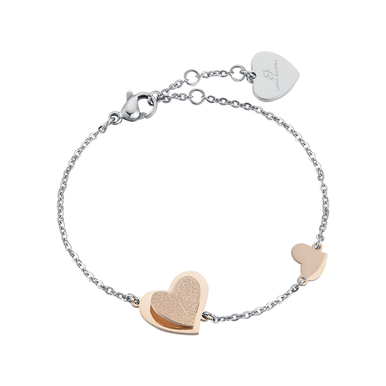 BRACELET ACIER COEUR PAILLETÉ IP ROSE