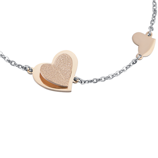 BRACELET ACIER COEUR PAILLETÉ IP ROSE