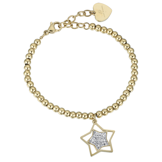 BRACELET FEMME EN ACIER DORÉ IP AVEC ÉTOILE ET CRISTAUX BLANCS