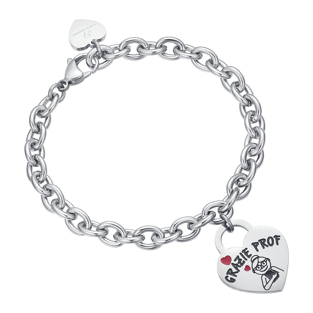 BRACELET EN ACIER POUR DAMES AVEC UN CŒUR DE REMERCIEMENT PROF