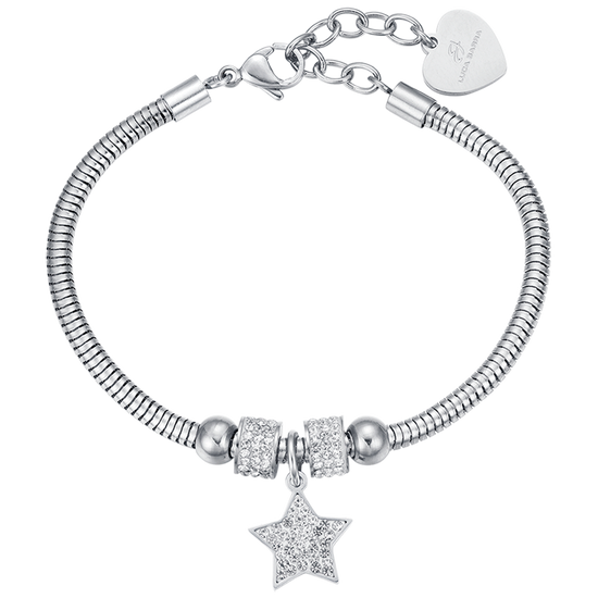 BRACELET FEMME EN ACIER ÉTOILÉ AVEC CRISTAUX BLANCS