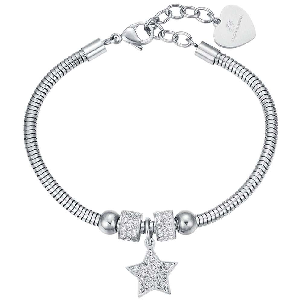 BRACELET FEMME EN ACIER ÉTOILÉ AVEC CRISTAUX BLANCS