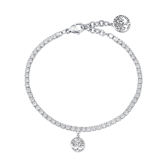 BRACELET EN ACIER AVEC ARBRE DE VIE ET CRISTAUX BLANCS