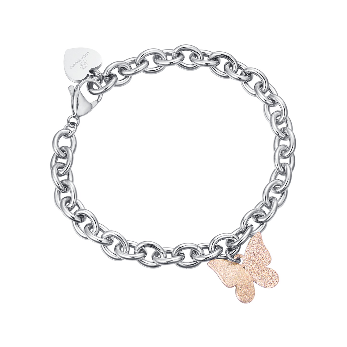 BRACELET EN ACIER AVEC PAPILLON IP ROSE