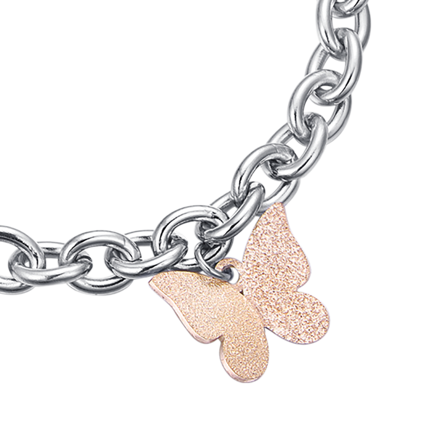 BRACELET EN ACIER AVEC PAPILLON IP ROSE