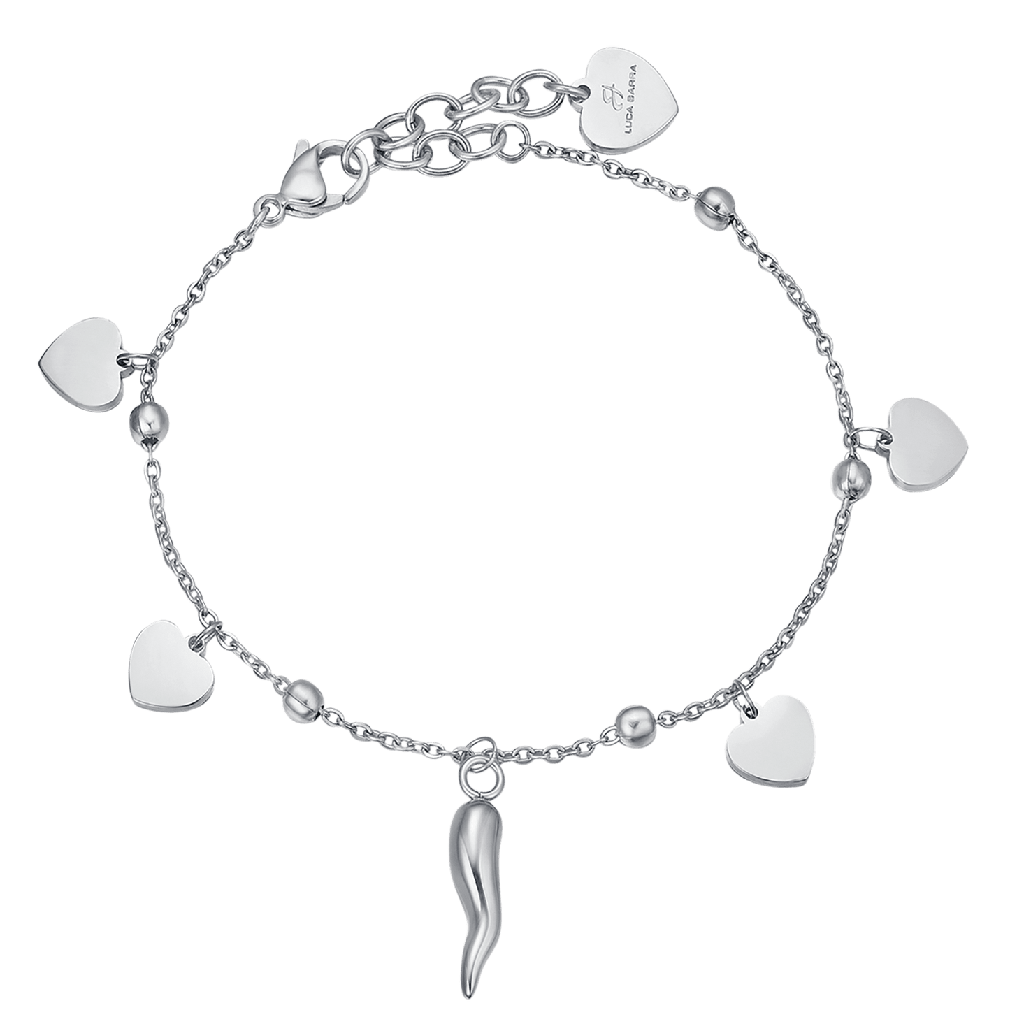 BRACELET POUR FEMME EN ACIER AVEC CŒURS ET CORNE