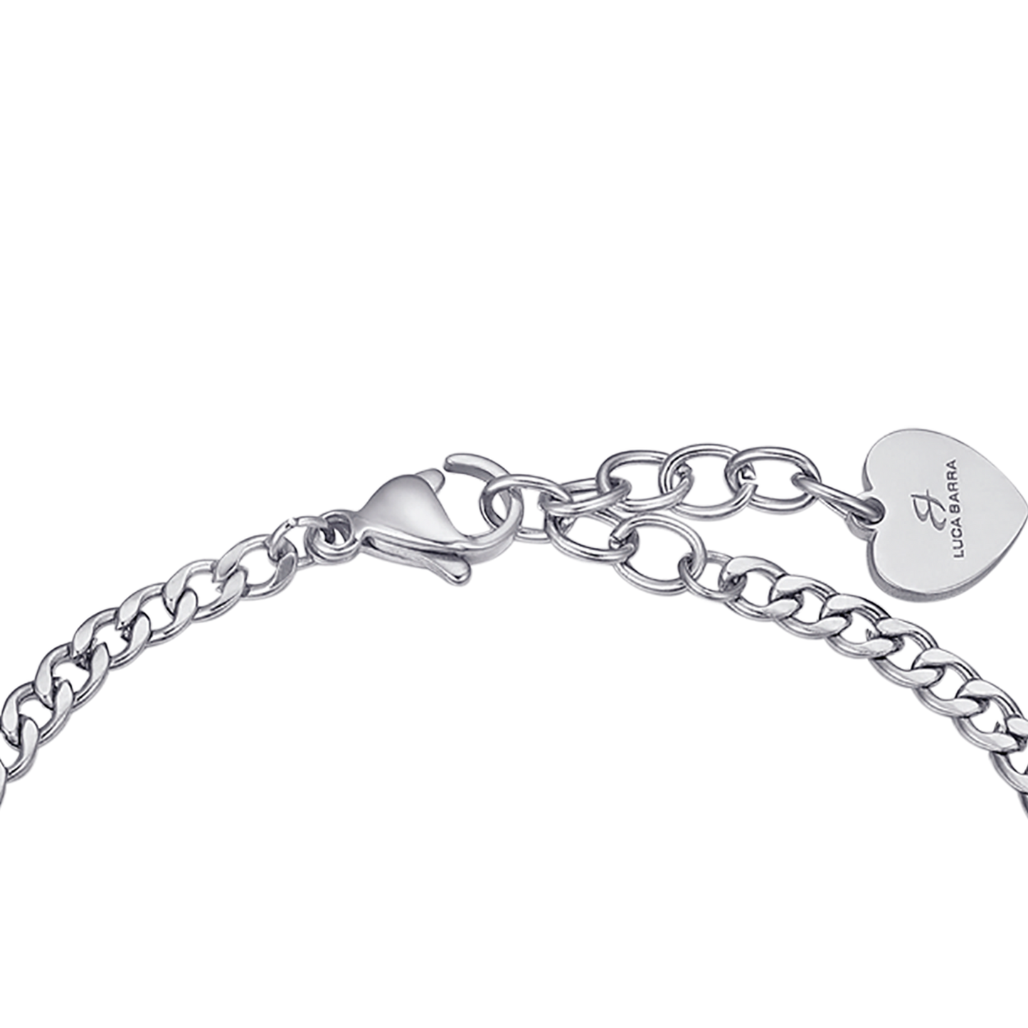 BRACELET EN ACIER AVEC IP CŒUR ROSE ET CRISTAUX BLANCS