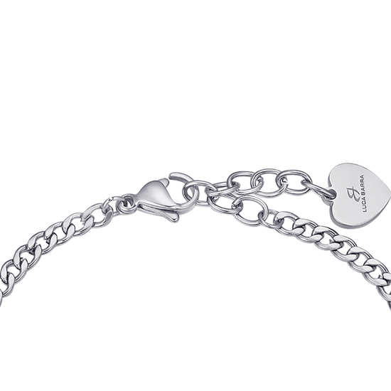 BRACELET EN ACIER AVEC IP CŒUR ROSE ET CRISTAUX BLANCS