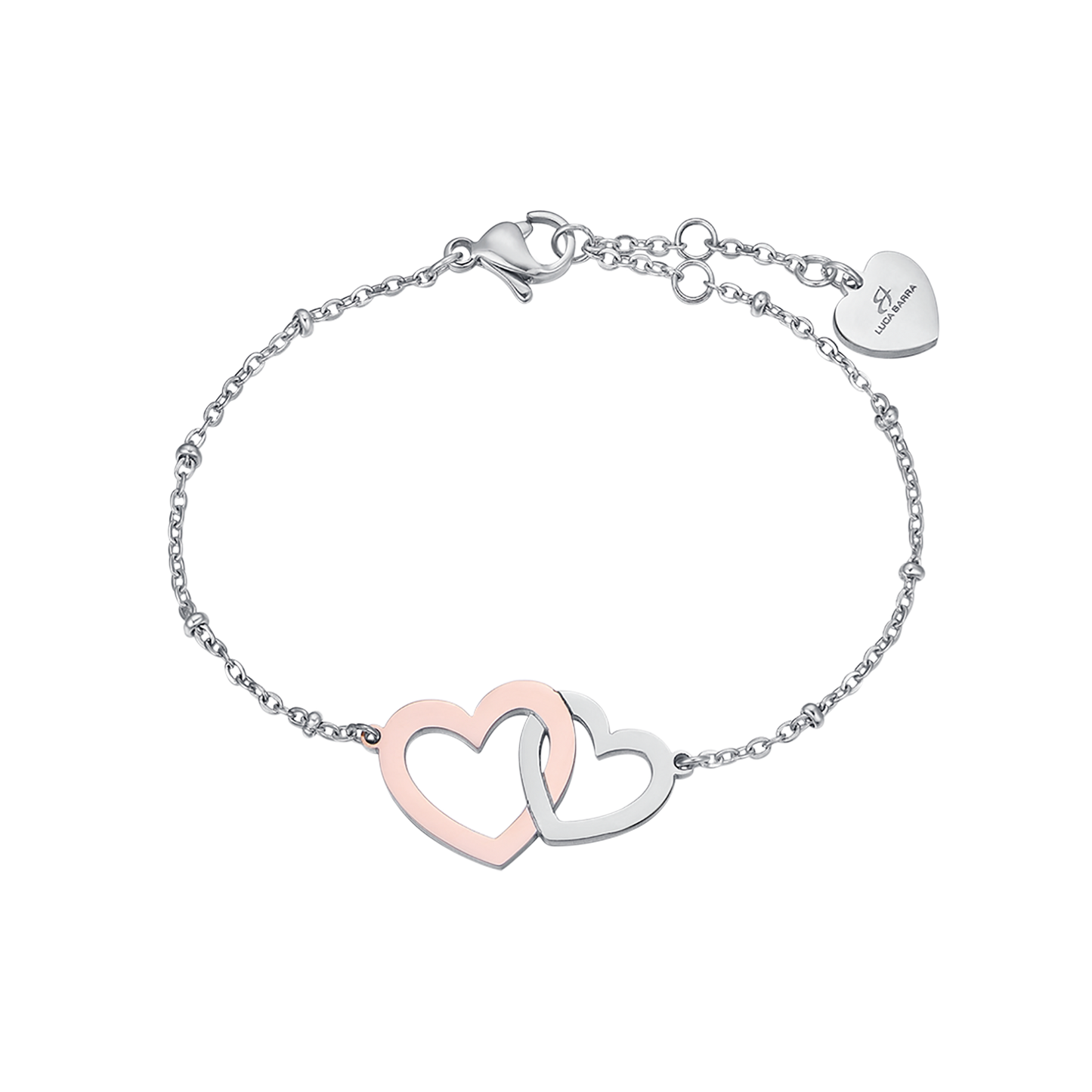 BRACELET EN ACIER AVEC CŒURS EN ACIER ET IP ROSE EN ACIER