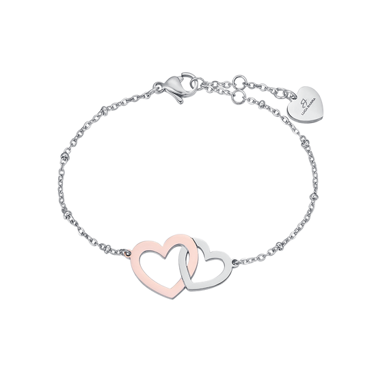 BRACELET EN ACIER AVEC CŒURS EN ACIER ET IP ROSE EN ACIER