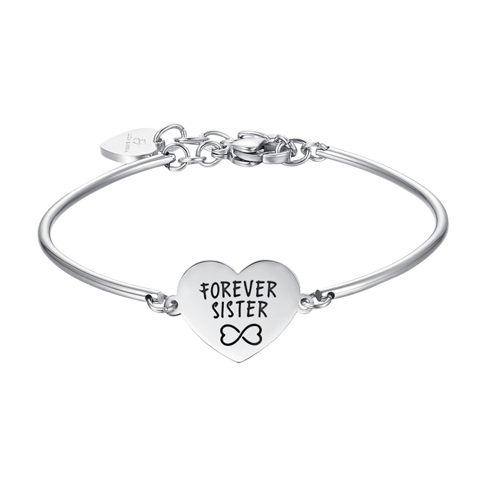 BRACELET EN ACIER POUR FEMMES AVEC INSCRIPTION "FOREVER SISTER