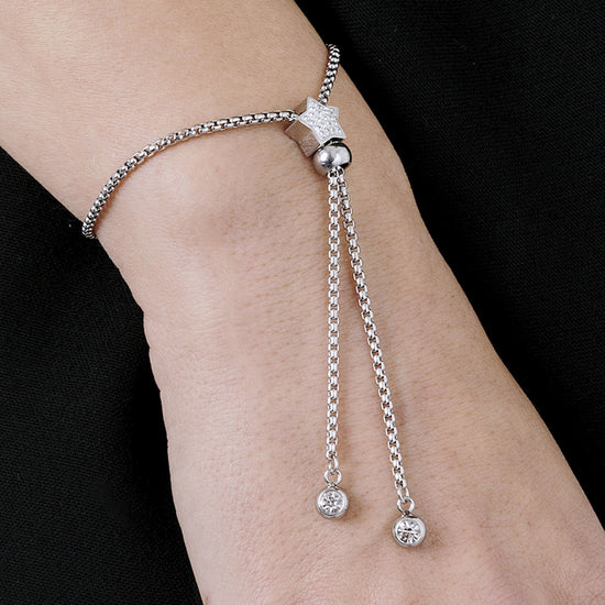 BRACELET ÉTOILE EN ACIER AVEC CRISTAUX BLANCS