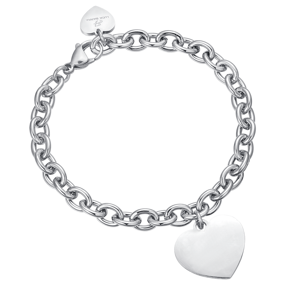 BRACELET PERSONNALISÉ POUR FEMME EN ACIER INOXYDABLE AVEC CHAÎNE À COEUR tricoté Luca Barra