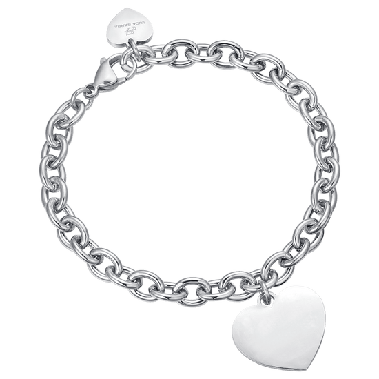 BRACELET PERSONNALISÉ POUR FEMME EN ACIER INOXYDABLE AVEC CHAÎNE À COEUR tricoté Luca Barra