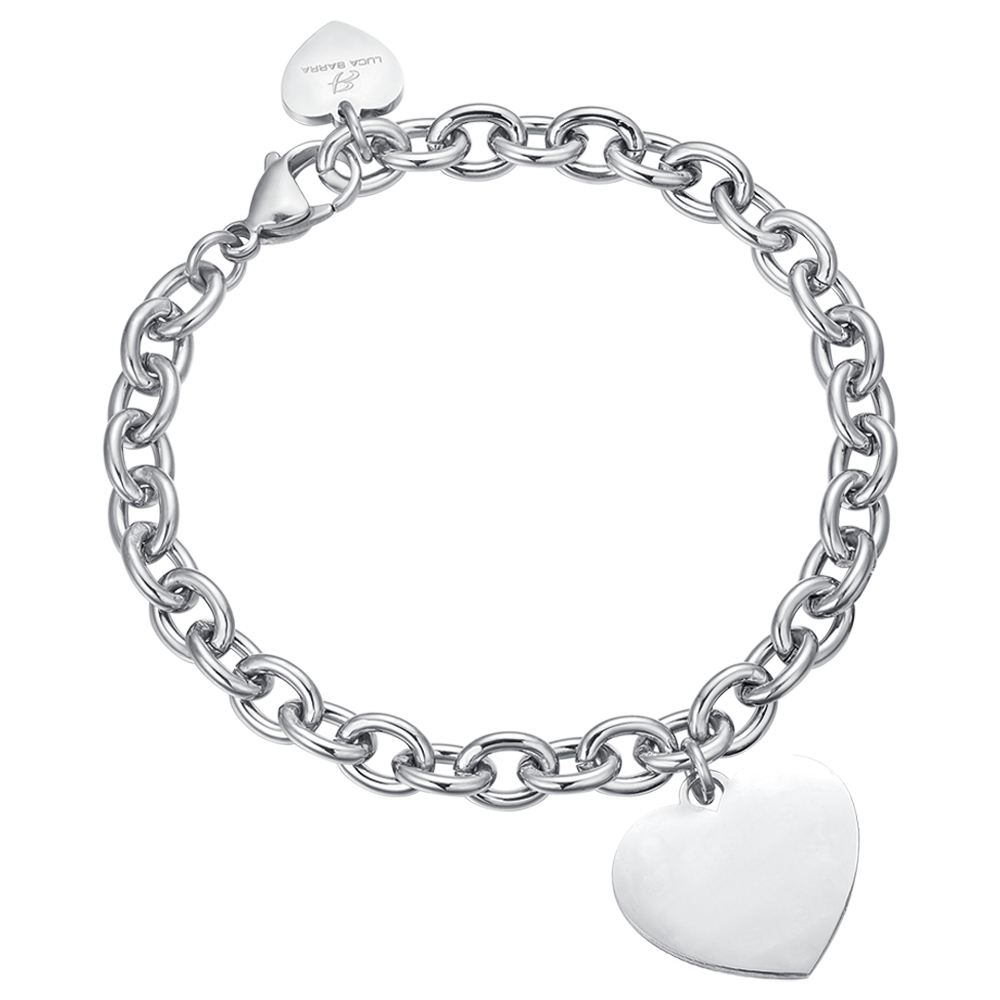 BRACELET PERSONNALISÉ EN ACIER POUR FEMMES, À MAILLONS EN FORME DE CŒUR