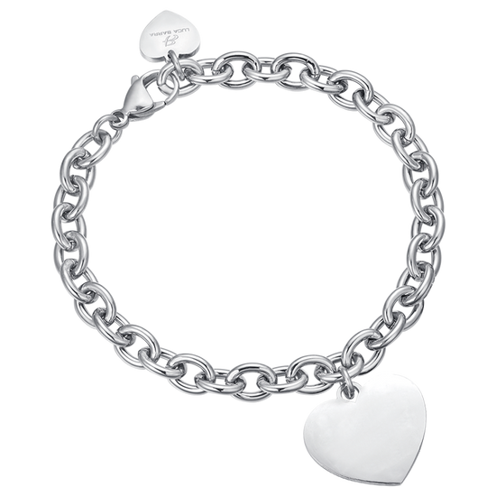 BRACELET PERSONNALISÉ EN ACIER POUR FEMMES, À MAILLONS EN FORME DE CŒUR