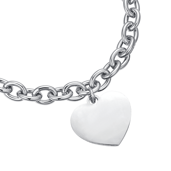 BRACELET PERSONNALISÉ POUR FEMME EN ACIER INOXYDABLE AVEC CHAÎNE À COEUR tricoté Luca Barra