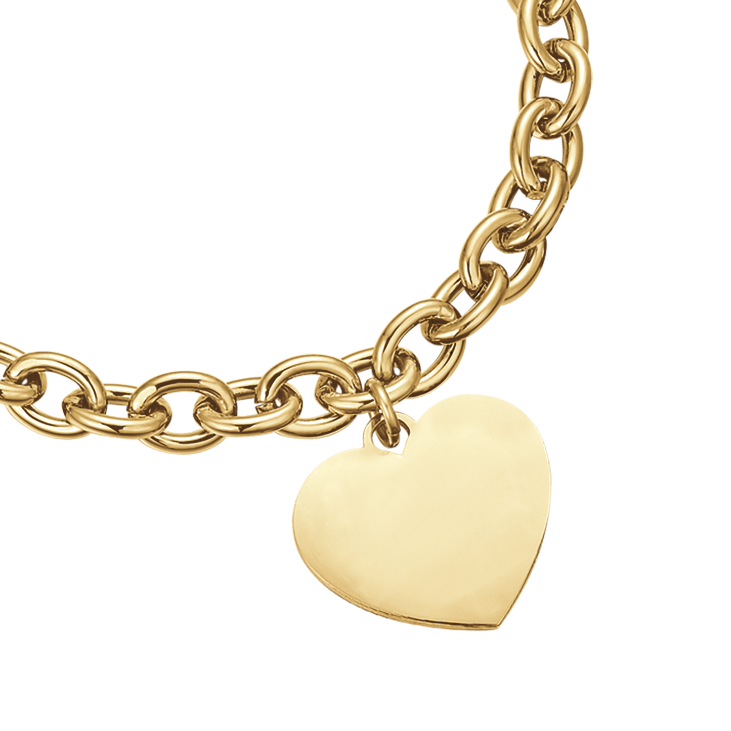 BRACELET PERSONNALISÉ EN ACIER DORE POUR FEMME AVEC COEUR EN CHAÎNE Luca Barra