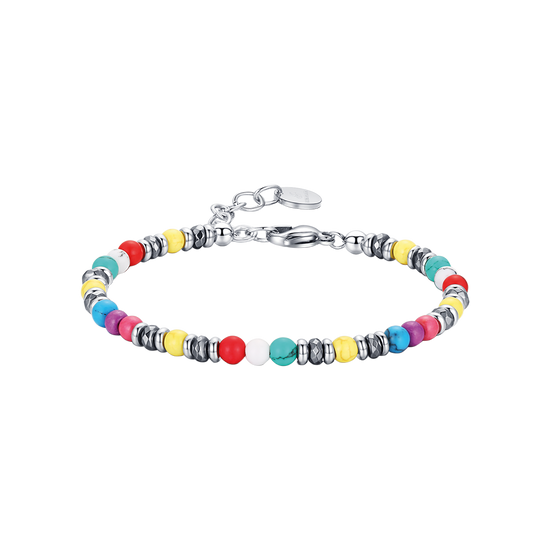 BRACELET EN ACIER AVEC PIERRES MULTICOLORES