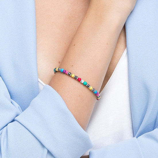 BRACELET EN ACIER AVEC PIERRES MULTICOLORES