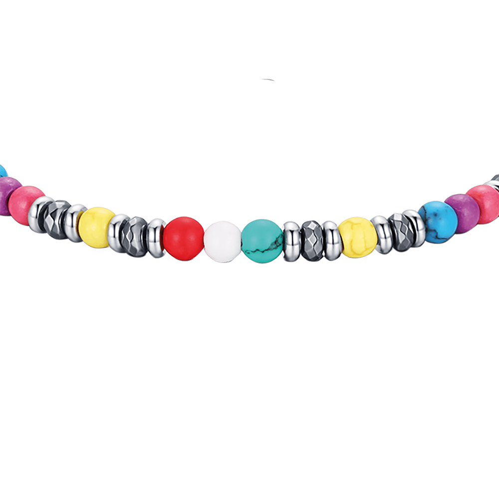 BRACELET EN ACIER AVEC PIERRES MULTICOLORES