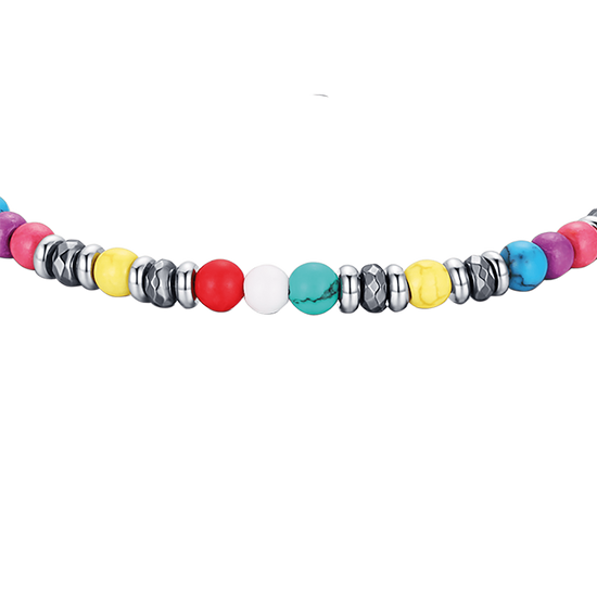 BRACELET EN ACIER AVEC PIERRES MULTICOLORES