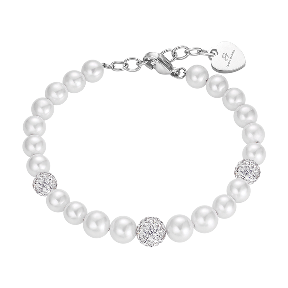 BRACELET DE PERLES POUR FEMMES AVEC CRISTAUX BLANCS