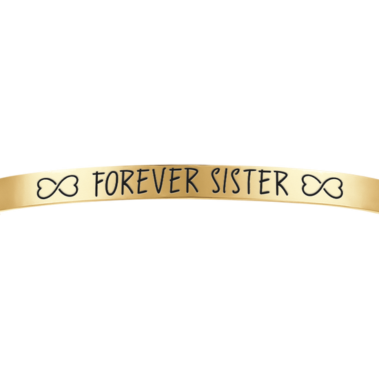 BRACELET EN ACIER PLAQUÉ OR POUR FEMME AVEC "FOREVER SISTER".