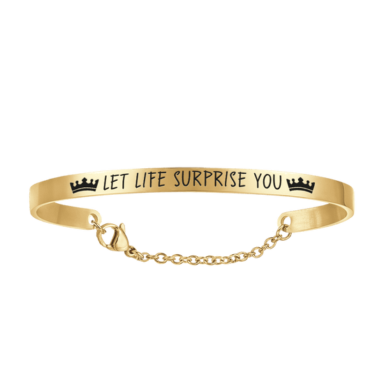 LET LIFE SURPRISE YOU GOLD-PLATED STEEL WOMEN'S BRACELET