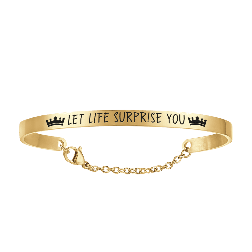 LET LIFE SURPRISE YOU GOLD-PLATED STEEL WOMEN'S BRACELET