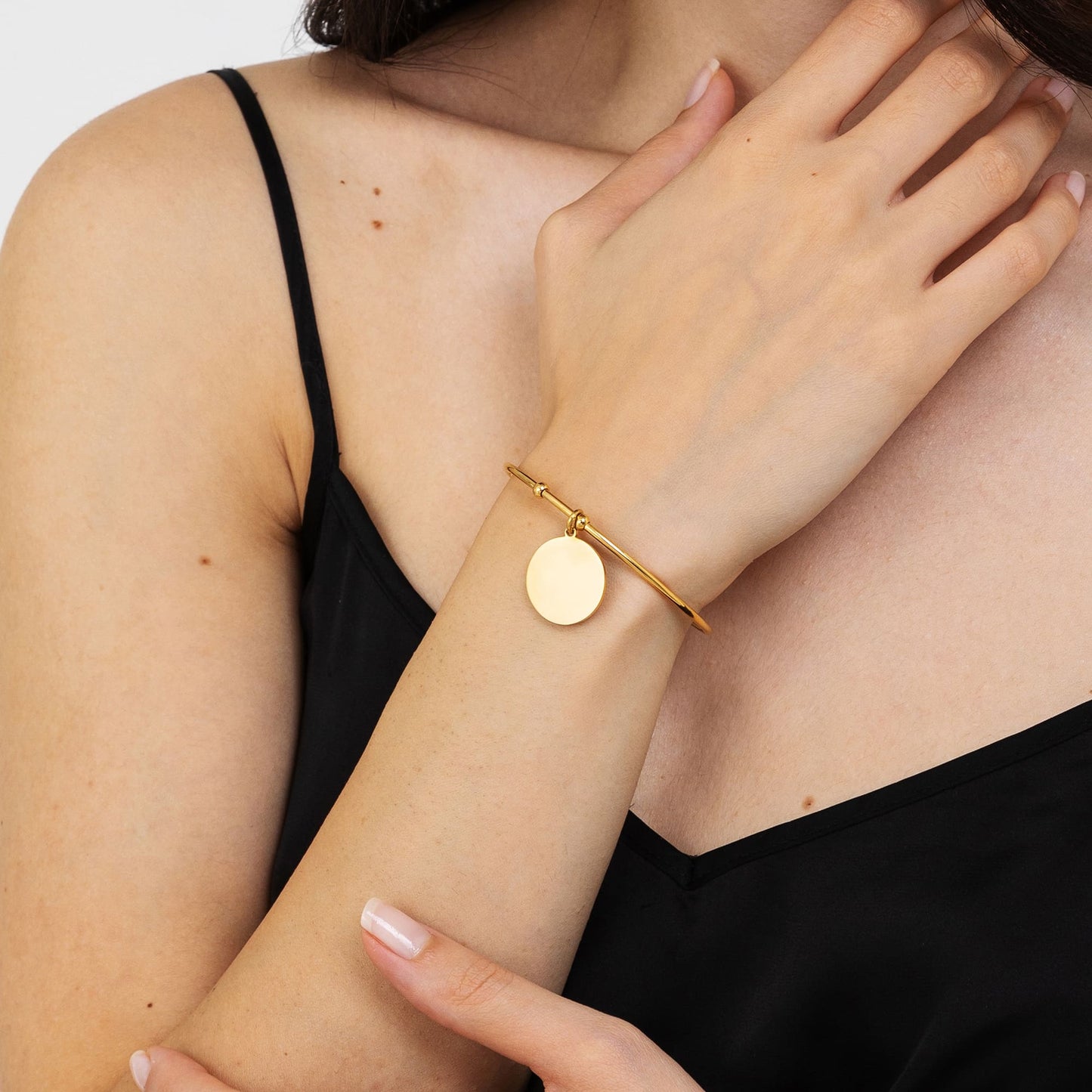 BRACELET CIRCULAIRE OR-ACIER PERSONNALISÉ POUR FEMME