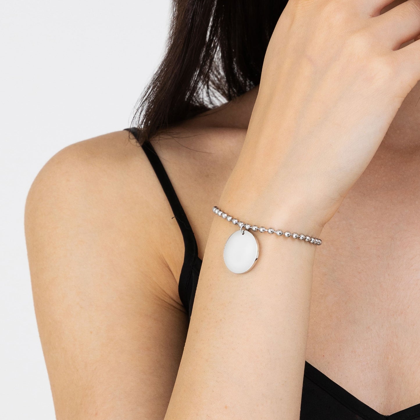 BRACELET PERSONNALISÉ EN ACIER POUR FEMMES AVEC PLAQUE