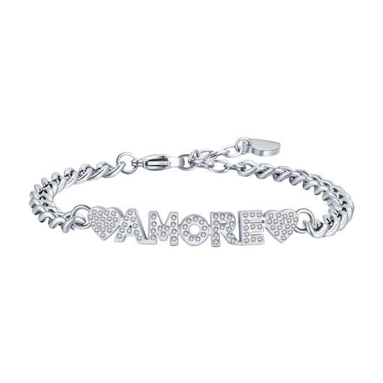 BRACELET D'AMOUR EN ACIER POUR FEMME AVEC CRISTAUX BLANCS