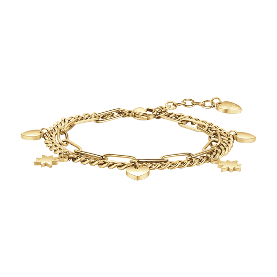 BRACELET POUR FEMME EN ACIER PLAQUÉ OR AVEC CŒURS ET ÉTOILES