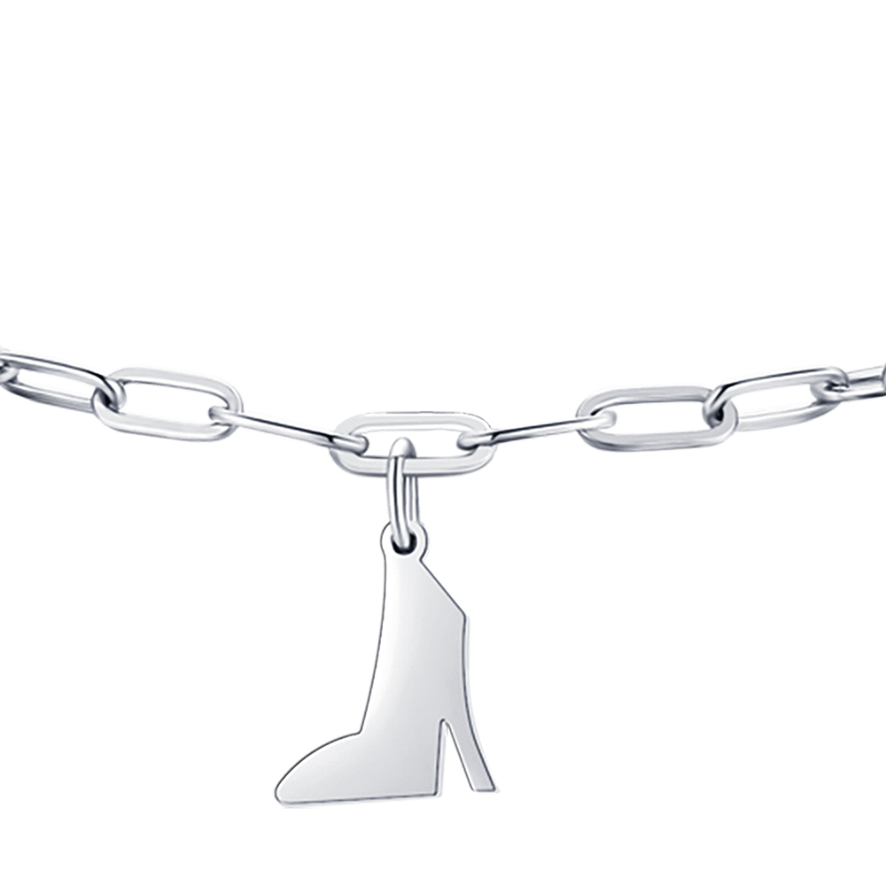 BRACELET EN ACIER POUR FEMME AVEC CŒUR, CHAUSSURE ET ÉTOILE