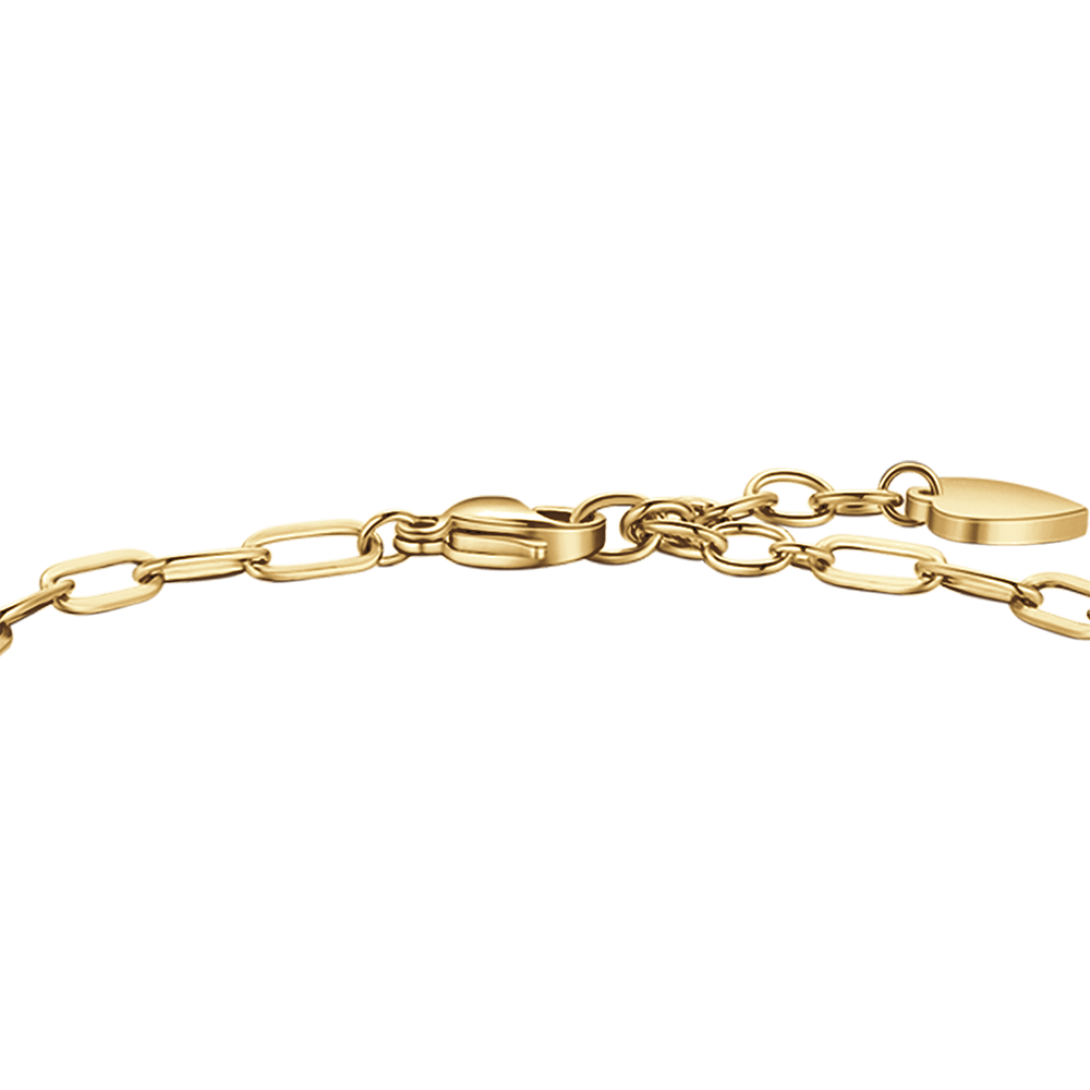 BRACELET POUR FEMME EN ACIER PLAQUÉ OR AVEC LUNE, CADENAS, CŒUR ET ÉTOILE