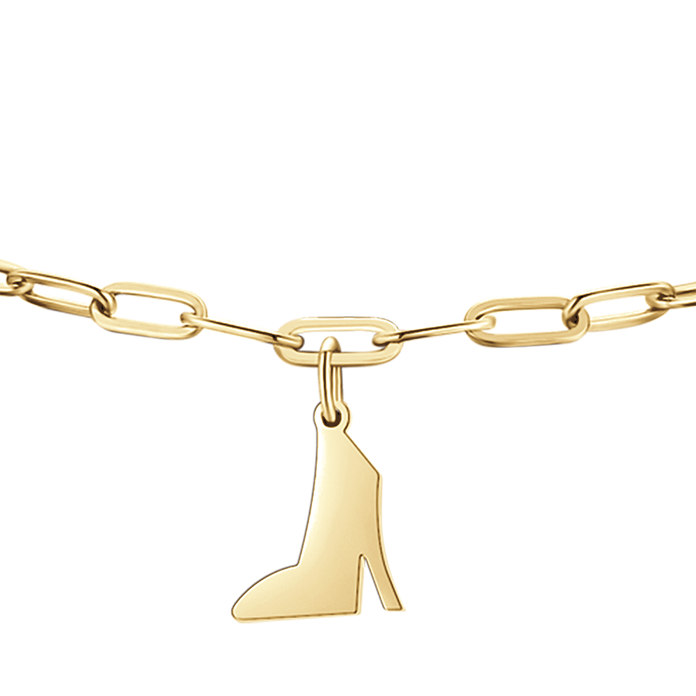 BRACELET POUR FEMME EN ACIER PLAQUÉ OR AVEC CŒUR, CHAUSSURE ET ÉTOILE