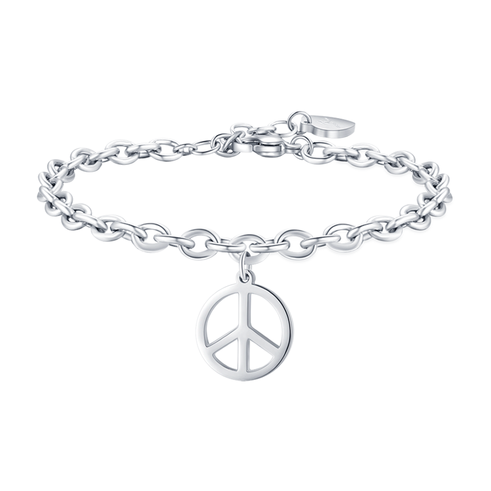 BRACELET EN ACIER POUR FEMMES AVEC SYMBOLE DE LA PAIX