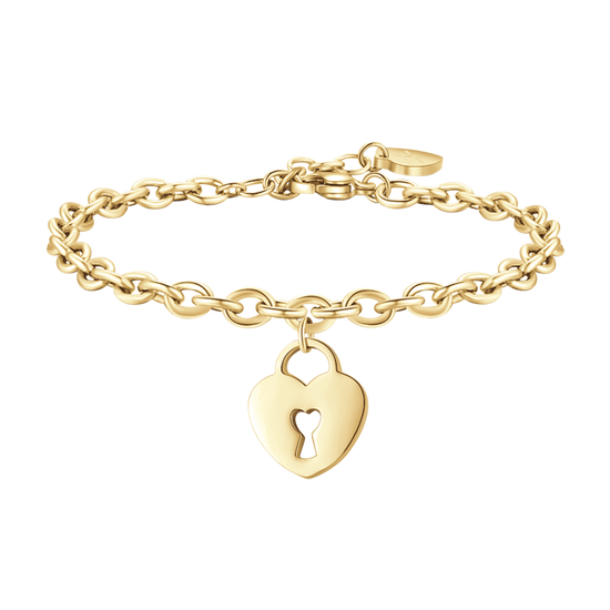 BRACELET EN ACIER PLAQUÉ OR AVEC FERMOIR À CŒUR POUR FEMME