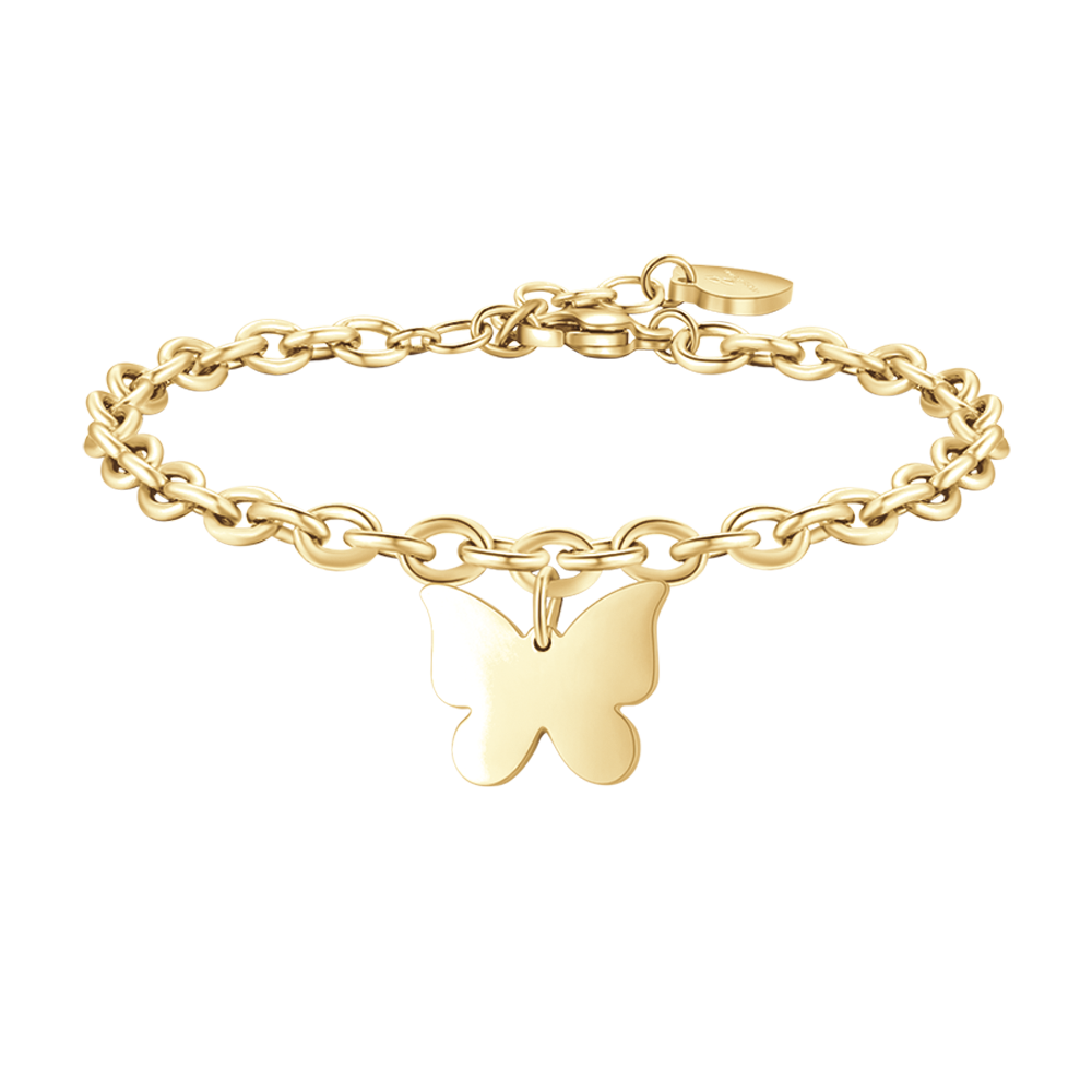 BRACELET FEMME EN ACIER PLAQUÉ OR AVEC PAPILLON