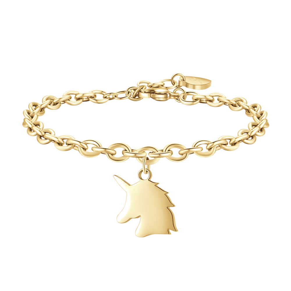 BRACELET POUR FEMME EN ACIER PLAQUÉ OR AVEC LICORNE