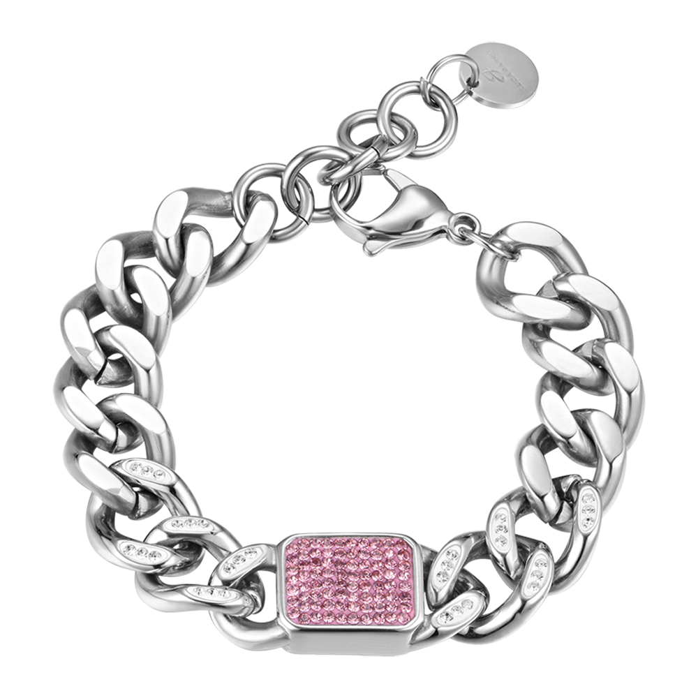 BRACELET FEMME EN ACIER AVEC CRISTAUX FUCHSIA