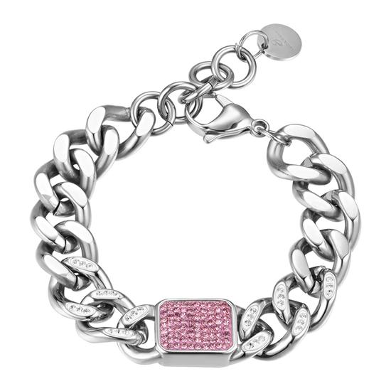 BRACELET FEMME EN ACIER AVEC CRISTAUX FUCHSIA