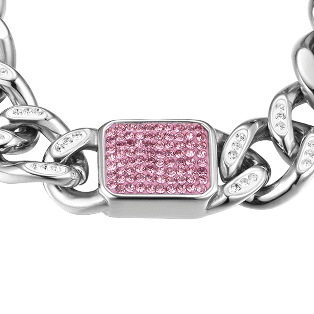 BRACELET FEMME EN ACIER AVEC CRISTAUX FUCHSIA