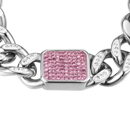 BRACELET FEMME EN ACIER AVEC CRISTAUX FUCHSIA