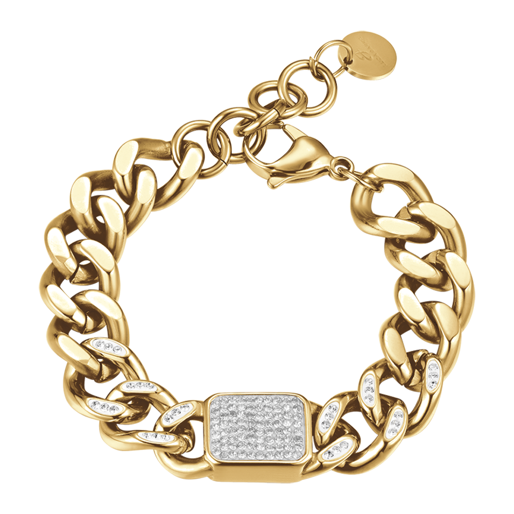 BRACELET POUR FEMME EN ACIER PLAQUÉ OR ET CRISTAL BLANC