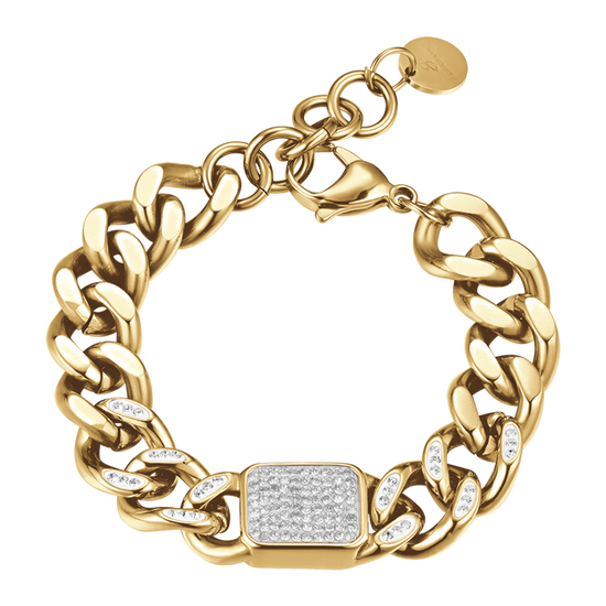 BRACELET POUR FEMME EN ACIER PLAQUÉ OR ET CRISTAL BLANC