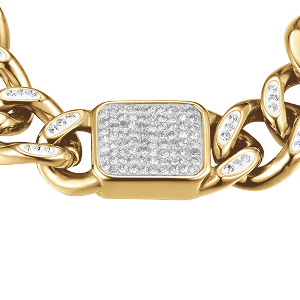 BRACELET POUR FEMME EN ACIER PLAQUÉ OR ET CRISTAL BLANC